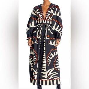 NWT FARM Rio Coconut Grove Printed V Neck Maxi Dress, M